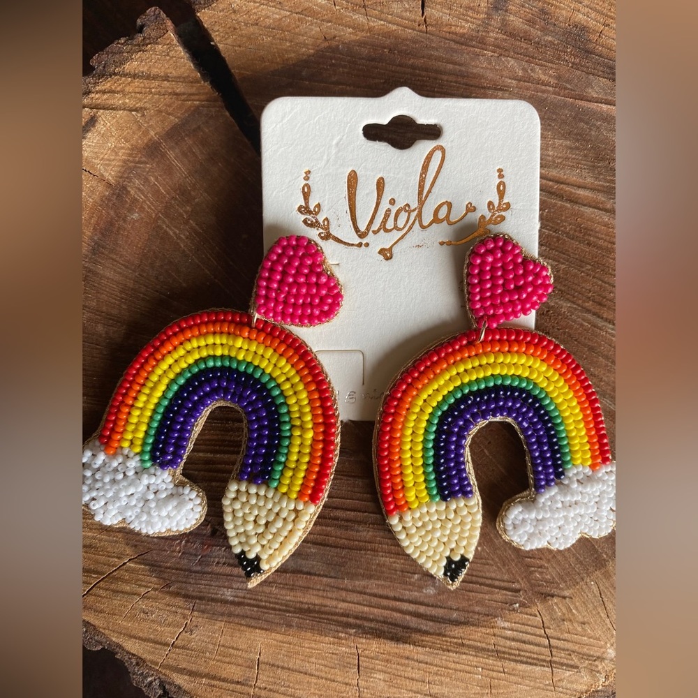 Seed Bead- Teacher Rainbow earrings